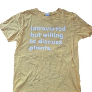 Vintage Introvert Plant Shirt | 100% Cotton Yellow Graphic Tee | Size Medium